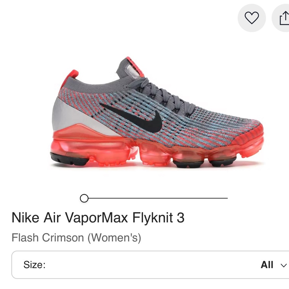 EUC Nike Air Women’s VaporMax Flyknit 3 Flash Crimson Orange sz 7 Sneakers Shoes